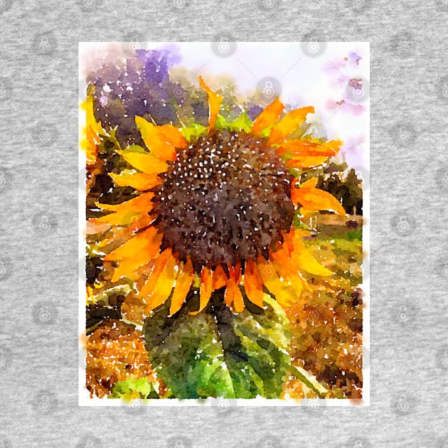 Sunflower Watercolor Painting by Watery